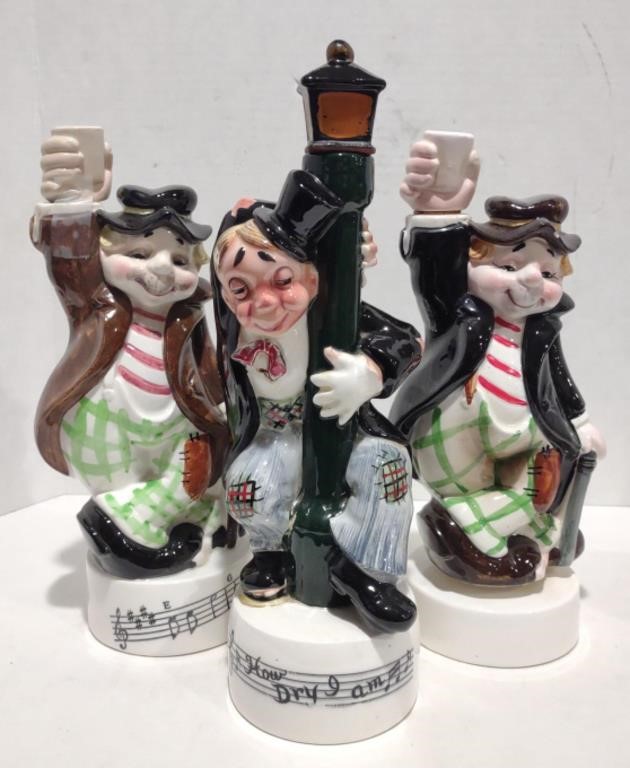 Ceramic Drunkard Decanters/Music Boxes, 11"