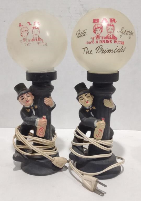 Drunk Charlie Chaplin Lamps w/ Plastic Dome