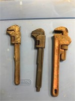 3 small pipe wrenches - Moore, Ridgid, unbranded