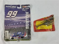 Vintage toy car and helicopter, 2001 NASCAR #99