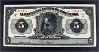 1913 $5 Pesos El Banco Del Estado De Chihuahua