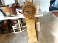 Decorative wood floor clock w/ built in shelving