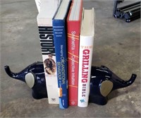 4 Asstd Books w/Ceramic Elephant Book Ends