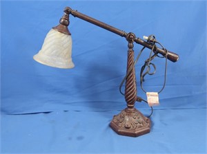 Antique Desk Lamp w/Glass Shade