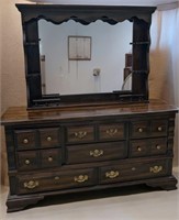 Vintage 8 Drawer Dresser with Mirror Top