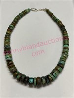 Turquoise beaded necklace w/ sterling silver clasp