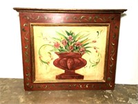 Wooden Fireplace Screen with Floral Urn Motif