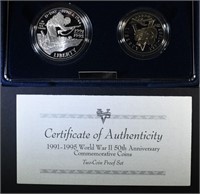 1991-1995 World War II 50th Annv. 2-Coin Commem.