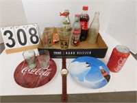 Flat of Coca-Cola Items w/ Watch ~ Glasses