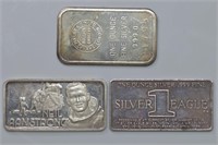 3 - Silver .999 1ozt Art Bars (3ozt TW)