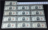 (13) 1963 Red Seal $5.00 Notes (Normal Size)