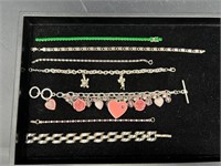 7 Fashion Chain Bracelets - Charm, Scroll +