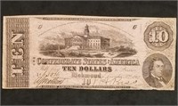1862 Confederate $10 Banknote T-52