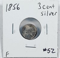 1856  Three Cent Silver   F