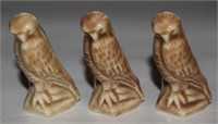 (3) Vtg Wade Whimsies Porcelain Brown Hawk Figs