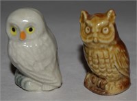 (2) Vtg Wade Whimsies Porcelain Owls: Snowy &