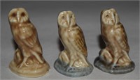 (3) Vtg Wade Whimsies Porcelain Barn Owl Figures