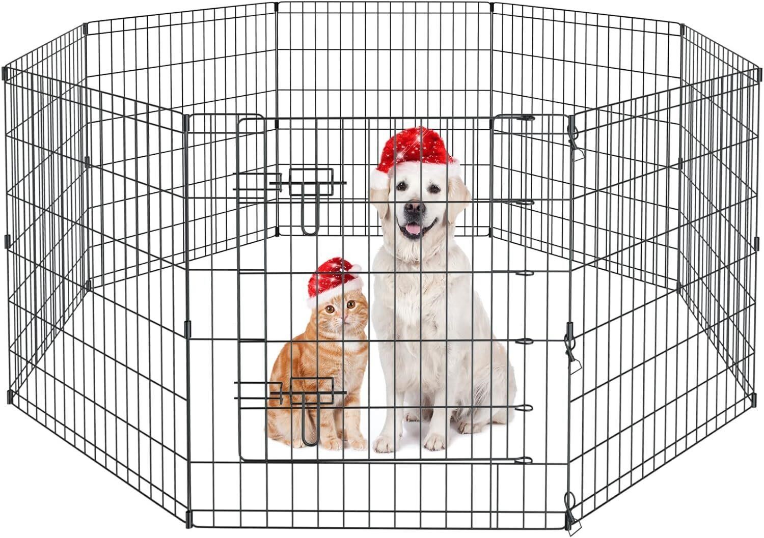 Foldable Dog Exercise Fence  8 Panels 30 Inch