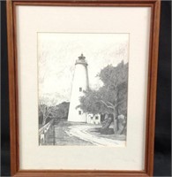 Framed lighthouse sketch
