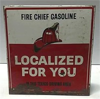 Fold Out Fire Chief Gasoline Tin Sign