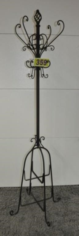 Wrought iron coat / hat rack, 71" T