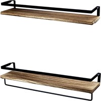 Floating Shelves with Rail - Rustic Brown