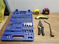 Partial Drill Set + 2 Measuring Tapes + More