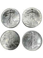 (4) 1994 American Eagle 1 oz. Silver dollars, UNC