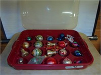 Vtg. Xmas Decorations in Tote