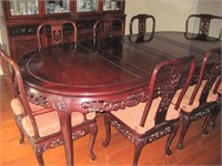 8 Ft Rosewood Heavily Carved Dining Table 44" Wide