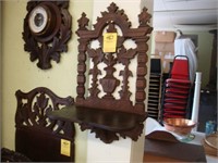 Petite TOC hand carved walnut folding shelf