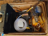 box with sander, paint sprayer and miscellaneous