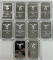 (10) 1oz GERMAN SILVER BARS