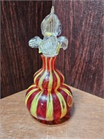 VINTAGE RED AND YELLOW MURANO PERFUME BOTTLE