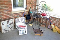 Corner Clean Out - Plant Stands, Brooms, Box Fans
