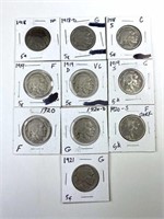 (10) 1918-20 Buffalo Nickels PDS Coins