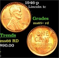 1946-p Lincoln Cent 1c Grades Gem+ Unc RD