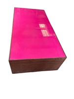 Vintage Wooden Table w/ Pink Glass Top