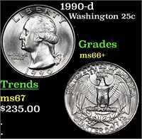 1990-d Washington Quarter 25c Grades GEM++ Unc