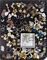 Tray Lot Of (75+) Costume Jewelry Earrings