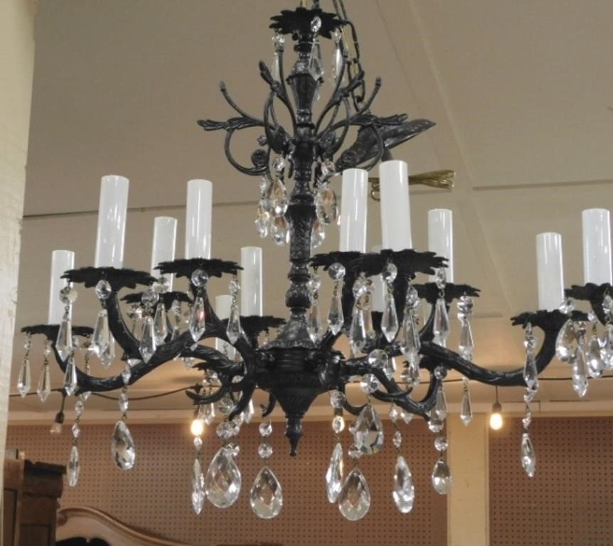 Iron and Crystal Chandelier.