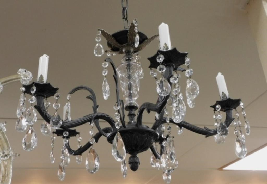 Iron and Crystal Chandelier.