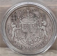 1945 Canadian Silver Half Dollar & protective case