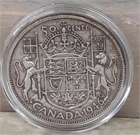 1946 Canadian Silver Half Dollar & protective case