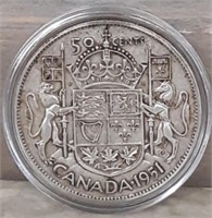 1951 Canadian Silver Half Dollar & protective case