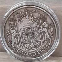1949 Canadian Silver Half Dollar & protective case