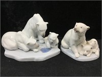 Lladro Polar Bear Porcelain Figures. No Boxes