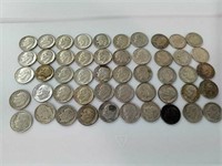 50 silver Roosevelt dime various dates and mint