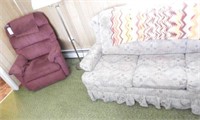 La-Z-Boy maroon upholstered recliner, tan