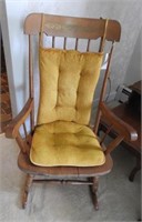 Maple stenciled back open arm rocking chair